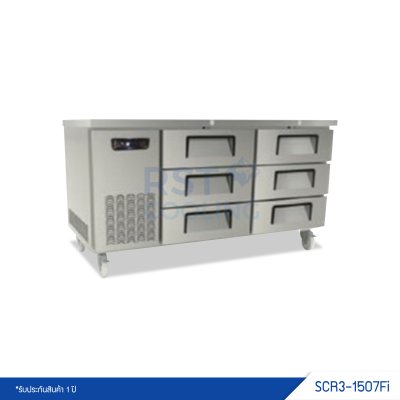 ตู้แช่เย็นเคาน์เตอร์สแตนเลส 6 ลิ้นชัก Sanden รุ่น SCR3-1507Fi