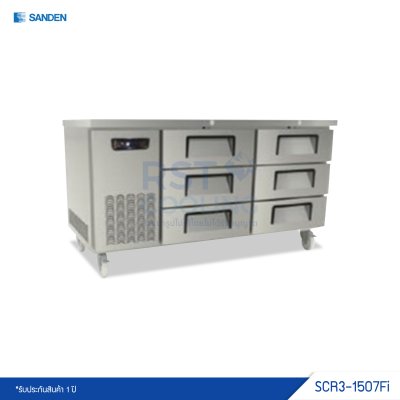 ตู้แช่เย็นเคาน์เตอร์สแตนเลส 6 ลิ้นชัก Sanden รุ่น SCR3-1507Fi