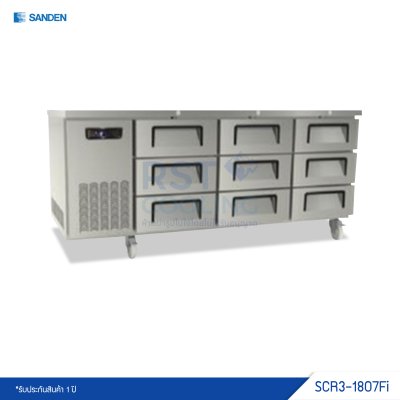 ตู้แช่เย็นเคาน์เตอร์สแตนเลส 9 ลิ้นชัก Sanden รุ่น SCR3-1807Fi