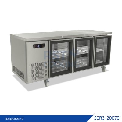 ตู้แช่เย็นเคาน์เตอร์สแตนเลส ประตูกระจก Sanden รุ่น SCR3-2007Ci