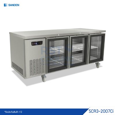 ตู้แช่เย็นเคาน์เตอร์สแตนเลส ประตูกระจก Sanden รุ่น SCR3-2007Ci