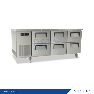 ตู้แช่เย็นเคาน์เตอร์สแตนเลส 6 ลิ้นชัก Sanden รุ่น SCR3-2007Ei