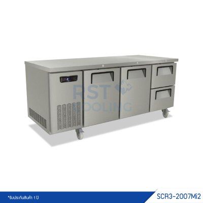 ตู้แช่เย็นเคาน์เตอร์สแตนเลส 2 ประตู 2 ลิ้นชัก Sanden รุ่น SCR3-2007Mi2