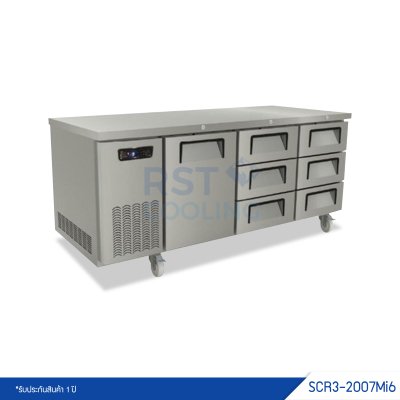 ตู้แช่เย็นเคาน์เตอร์สแตนเลส 1 ประตู 6 ลิ้นชัก Sanden รุ่น SCR3-2007Mi6