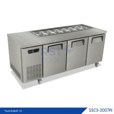 ตู้แช่เย็นเคาน์เตอร์สแตนเลสหลุมสลัด Sanden รุ่น SSC3-2007Ai
