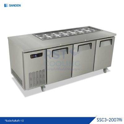 ตู้แช่เย็นเคาน์เตอร์สแตนเลสหลุมสลัด Sanden รุ่น SSC3-2007Ai