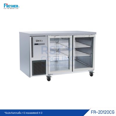 ตู้เคาน์เตอร์แช่เย็นฝากระจก แบบสแตนเลส 2 ประตู Fresher รุ่น FR-2D120CG
