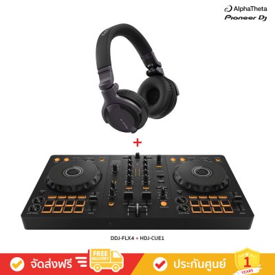 Pioneer DJ DDJ-FLX4 + HDJ-CUE1 - 2-channel DJ controller with Headphones (เครื่องเล่นดีเจ)