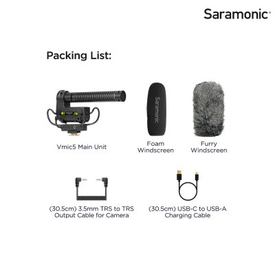 Saramonic Vmic5 Condenser Microphone ไมโครโฟนช็อตกันติดหัวกล้อง