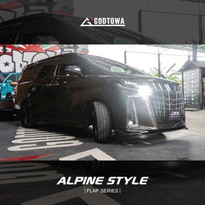 ชุดแต่งดีไซน์เรียบหรู ALPINE STYLE FLAP SERIES  ชุดแต่งเคฟล่าแบบลิ้นรอบคัน เรียบ เท่ จากประเทศญี่ปุ่น  สำหรับรถ ALPHARD 30 Minor change 2018-2022 Aero body