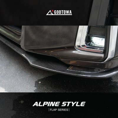ชุดแต่งดีไซน์เรียบหรู ALPINE STYLE FLAP SERIES  ชุดแต่งเคฟล่าแบบลิ้นรอบคัน เรียบ เท่ จากประเทศญี่ปุ่น  สำหรับรถ ALPHARD 30 Minor change 2018-2022 Aero body