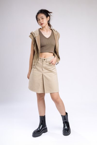 COTTON KNEE LENGTH A LINE SKIRT