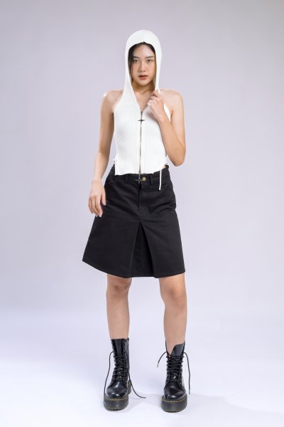 COTTON KNEE LENGTH A LINE SKIRT
