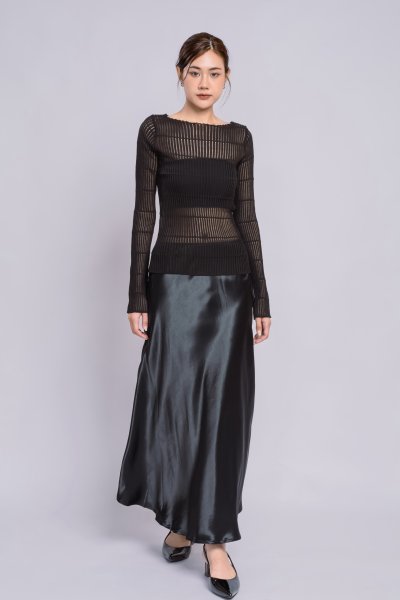 SHEER TEXTURED LONG SLEEVE TOP