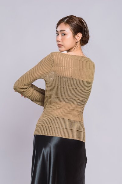 SHEER TEXTURED LONG SLEEVE TOP