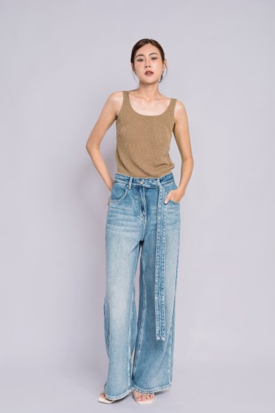 WASH DENIM WITH BELT DETAIL