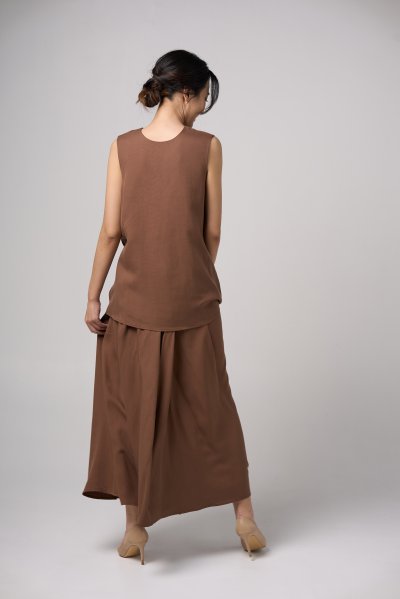 DRAPED V-NECK TOP WITH SKIRT