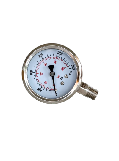 Pressure Gauge 1,500 PSI (100 Bar) 1/4" NPT Bottom Mount SS316 – 63 mm