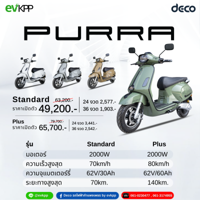 มอเตอร์ไซค์ไฟฟ้า DECO รุ่น Purra