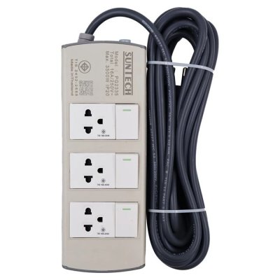 SUNTECH ชุดปลั๊กพ่วง มอก. PG 3 สวิตซ์ 3 ช่อง 16A 3500 วัตต์ ขนาดสายไฟ 1.5 Sq.mm ยาว 3 , 5 เมตร
