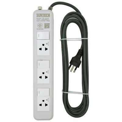 SUNTECH ชุดปลั๊กพ่วง มอก. PL 3 สวิตซ์ 3 ช่อง 16A 3500 วัตต์ ขนาดสายไฟ 1.5 Sq.mm ยาว 3 , 5 เมตร