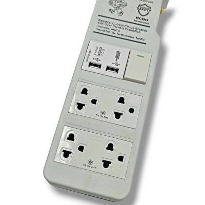 SUNTECH ชุดปลั๊กพ่วง 16A 1สวิตช์ 4ช่อง 2USB รุ่นมีเบรคเกอร์กันกระแสไฟเกิน ไฟรั่ว ไฟช็อต ความยาวสาย 3 , 5 เมตร PGB