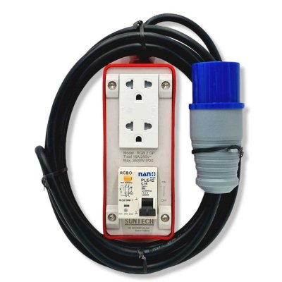 SUNTECH ปลั๊กไฟ ปลั๊กพ่วง 2ช่อง แบบเพาเวอร์ปลั๊ก รุ่นRGB-20P มาตราฐาน มอก.