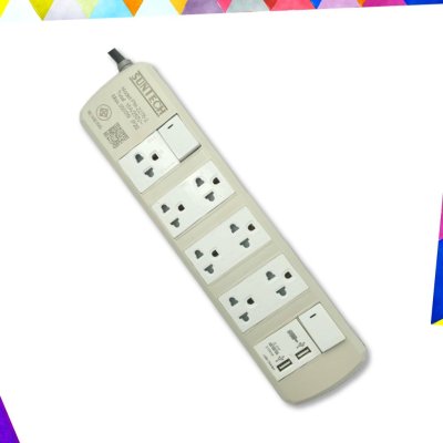 ชุดปลั๊กพ่วง SUNTECH รุ่นPM-2273,2275 16A 3500 วัตต์ 2สวิตช์ 7ช่อง 2USB รับประกัน2ปี สินค้า MADE IN THAILAND ยาว 3,5เมตร
