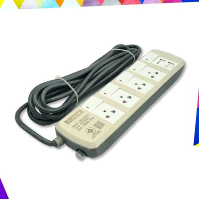 ชุดปลั๊กพ่วง SUNTECH รุ่นPM-2543,2545 16A 3500 วัตต์ 5สวิตช์ 4ช่อง 2USB รับประกัน2ปี สินค้า MADE IN THAILAND ยาว 3,5เมตร