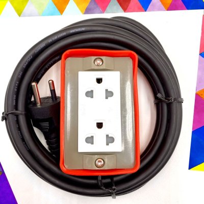 SUNTECH ปลั๊กพ่วง ปลั๊กบล็อคยาง ปลั๊กไฟ รางปลั๊กไฟ มอก.แบบเหลี่ยม เต้ารับ 2 ช่อง