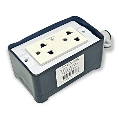 SUNTECH ปลั๊กตัวเมีย 3ขา 2 ช่อง (แบบเหลี่ยม) ,BOXยาง+ปลั๊กตัวเมีย ,เฉพาะบล็อกยาง 2 ช่อง PVC