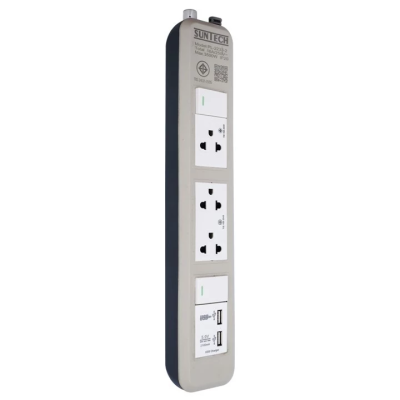 SUNTECH ชุดปลั๊กพ่วง มอก. PL 2 สวิตซ์ 3 ช่อง มี 2 USB 16A 3500 วัตต์ ขนาดสายไฟ 1.5 Sq.mm ยาว 3 , 5 เมตร