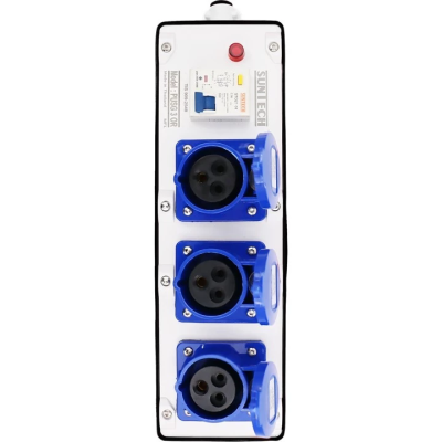 SUNTECH เต้ารับ บล็อกยาง PVC พร้อมปลั๊กไฟ ปลั๊กกราวด์คู่ / เพาเวอร์ปลั๊ก + เบรคเกอร์ RCBO สำหรับ ประกอบเป็น ปลั๊กพ่วง