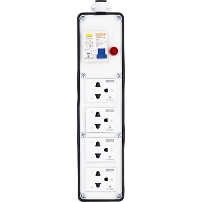 SUNTECH เต้ารับ บล็อกยาง PVC พร้อมปลั๊กไฟ ปลั๊กกราวด์คู่ / เพาเวอร์ปลั๊ก + เบรคเกอร์ RCBO สำหรับ ประกอบเป็น ปลั๊กพ่วง