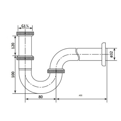 RASLAND ท่อน้ำทิ้งหน้าพีแทรป 30 ซม. รุ่น RA A126-C/30/SS