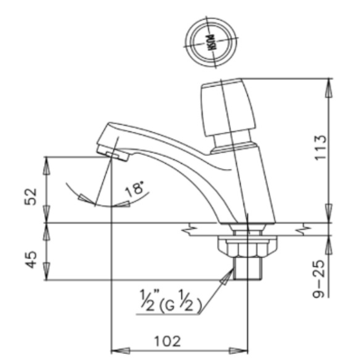 COTTO ก๊อกเดี่ยวอ่างล้างหน้าปิดอัตโนมัติ รุ่น CT-169(HM)