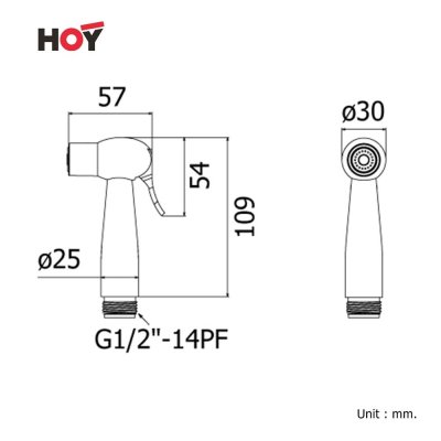 HOY เฉพาะหัวสายชำระ รุ่น FXHOY-C018WZ พลาสติกชุบโครเมียม