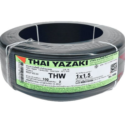 YAZAKI  สายไฟ IEC 01 THW ขนาด 1x1.5 SQ.MM ยาว 100 เมตร