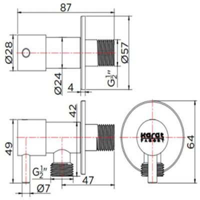 KARAT วาล์วเปิดปิดน้ำ 2 ทาง รุ่น KA-01-482-50 สีโครเมี่ยม KARAT วาล์วเปิดปิดน้ำ 2 ทาง รุ่น KA-01-482-50 สีโครเมี่ยม