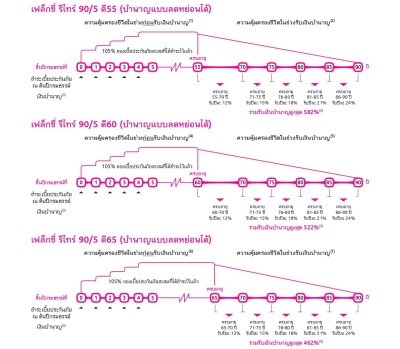 ประกันชีวิตบำนาญ เฟล็กซี่ รีไทร์ 90/5 (บำนาญแบบลดหย่อนได้)