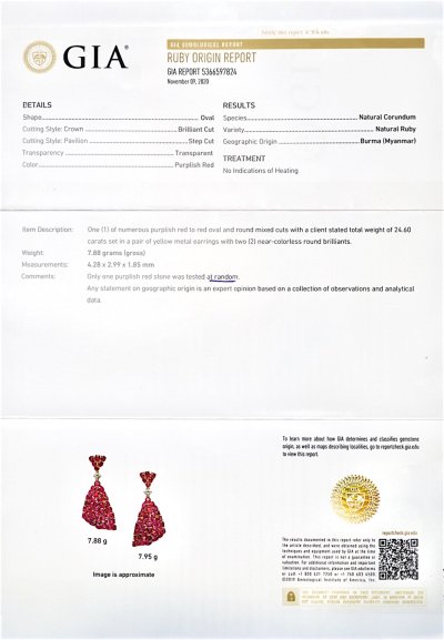 Magnificent GIA BURMA RUBY Earrings