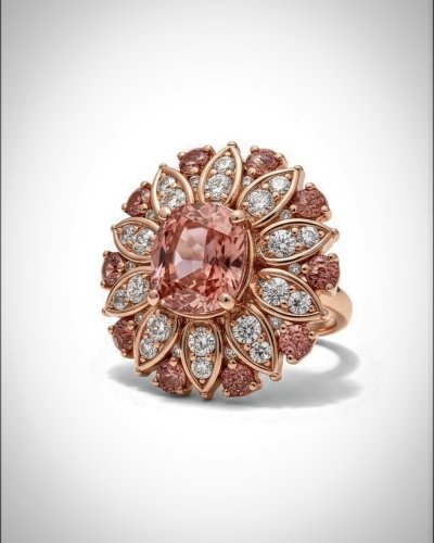 SUNSET FLOWER  | Padparadscha Sapphire Ring