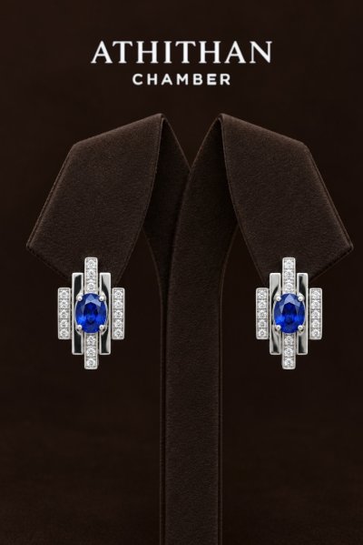 GEOMETRY Royal Blue Sapphire Earrings