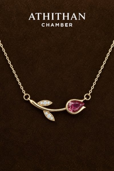ETERNAL TULIP Padparadscha Sapphire Necklace