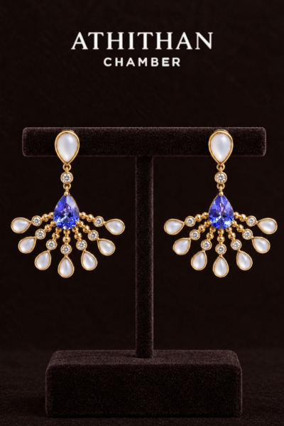 DEBUT DANCE Tanzanite-Mother of Pearl Earrings