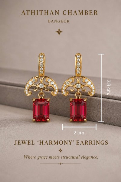 THE JEWELLED HARMONY Red Garnet Earrings