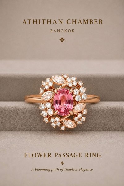 FLOWER PASSAGE Padparadscha Sapphire Ring