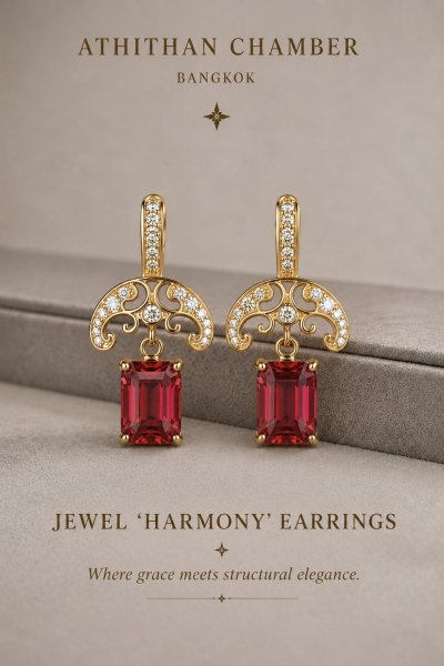 THE JEWELLED HARMONY Red Garnet Earrings
