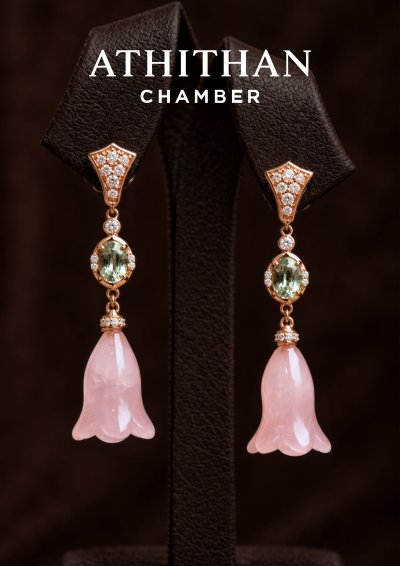 Ligth Green Sapphire & Rose Quartz Earrings