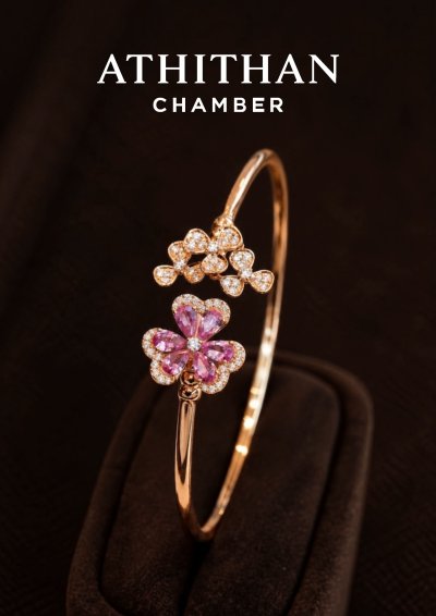 PANSY FLOWER Padparadscha Sapphire Bangle